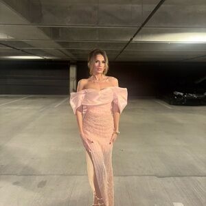 Elegant Pink Off-Shoulder Dress